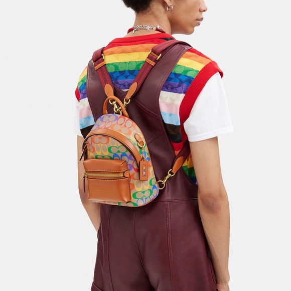 CJ878 - Coach Charter Backpack 18 in Rainbow Signature Canvas - Picture 12 of 12